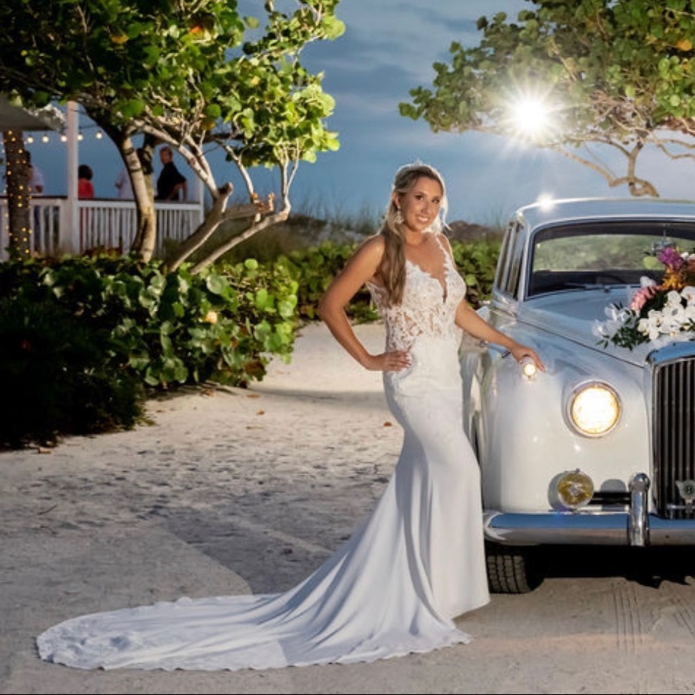Nude & Ivory sheath wedding dress- Bridal Size 10 (6-8 in street clothing)